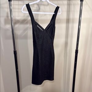 Mystic Black V-Neck Sheath Mini Dress